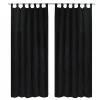 2 pcs Rideau à Passant Micro Satin Noir 140 x 175 cm
