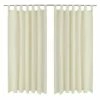 2 pcs Rideau à Passant Micro Satin Crème 140 x 175 cm -Habillages de fenêtre Soldes image 1 130356