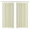 2 pcs Rideau à Passant Micro Satin Crème 140 x 225 cm