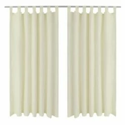 2 pcs Rideau à Passant Micro Satin Crème 140 x 225 cm