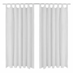 2 pcs Rideau à Passant Micro Satin Blanc 140 x 225 cm
