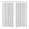 2 pcs Rideau à Passant Micro Satin Blanc 140 x 245 cm