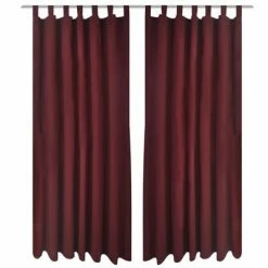 2 pcs Rideau à Passant Micro Satin Bordeaux 140 x 175 cm