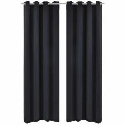 2 pcs Rideau Blackout Occultant Noir avec Œillets en métal 135x245cm