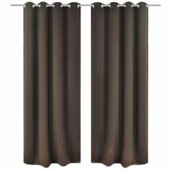 2 pcs Rideau Blackout Occultant Brun avec Œillets en métal 135x245cm