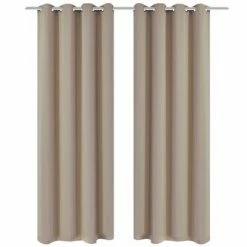 2 pcs Rideau Blackout Occultant Crème avec Œillets en métal 135x245cm
