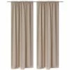 130374 2 pcs Cream Slot-Headed Blackout Curtains 135 x 245 cm -Habillages de fenêtre Soldes image 1 130374