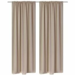 130374 2 pcs Cream Slot-Headed Blackout Curtains 135 x 245 cm