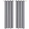 2 pcs Rideau Blackout Occultant Gris avec Œillets en métal 135x245cm -Habillages de fenêtre Soldes image 1 130375