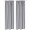 130376 2 pcs Grey Slot-Headed Blackout Curtains 135 x 245 cm -Habillages de fenêtre Soldes image 1 130376