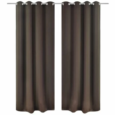 VidaXL Rideau occultant 2 pcs et œillets métalliques 135x175 cm Marron 3 VidaXL Rideau occultant 2 pcs et œillets métalliques 135x175 cm Marron