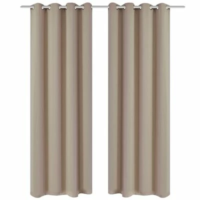 VidaXL Rideau occultant 2 pcs avec œillets métalliques 135x175cm Crème 3 VidaXL Rideau occultant 2 pcs avec œillets métalliques 135x175cm Crème
