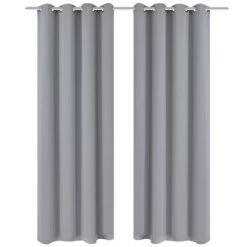 VidaXL Rideau occultant 2 pcs avec œillets métalliques 135x175 cm Gris