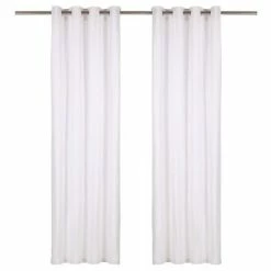 VidaXL Rideaux avec anneaux en métal 2 pcs Coton 140x175 cm Blanc