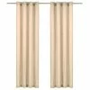 VidaXL Rideaux avec anneaux en métal 2 pcs Coton 140x175 cm Beige