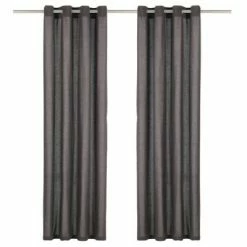 VidaXL Rideaux avec anneaux en métal 2 pcs Coton 140x225 cm Anthracite