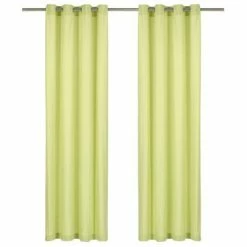 VidaXL Rideaux avec anneaux en métal 2 pcs Coton 140x175 cm Vert