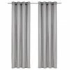 VidaXL Rideaux avec anneaux en métal 2 pcs Coton 140x175 cm Gris