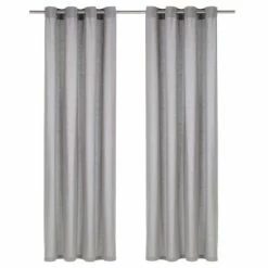 VidaXL Rideaux avec anneaux en métal 2 pcs Coton 140x245 cm Gris