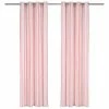VidaXL Rideaux avec anneaux en métal 2 pcs Coton 140x225cm Rayure Rose -Habillages de fenêtre Soldes image 1 134381