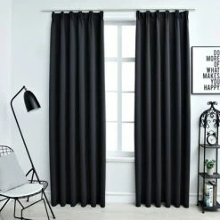 VidaXL Rideaux occultants avec crochets 2 pcs Noir 140x245 cm -Habillages de fenêtre Soldes image 1 134416
