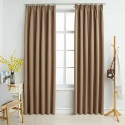 VidaXL Rideaux occultants avec crochets 2 pcs Taupe 140x175 cm -Habillages de fenêtre Soldes image 1 134438