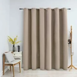 VidaXL Rideau occultant avec anneaux en métal Beige 290x245 cm -Habillages de fenêtre Soldes image 1 134445