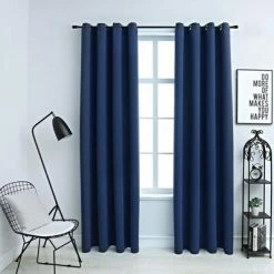 VidaXL Rideaux occultants avec anneaux en métal 2 pcs Bleu 140x225 cm -Habillages de fenêtre Soldes image 1 134451