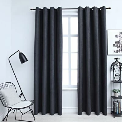 VidaXL Rideaux occultants avec anneaux Métal 2pcs Anthracite 140x245cm 4 VidaXL Rideaux occultants avec anneaux Métal 2pcs Anthracite 140x245cm – Image 2