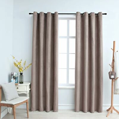 VidaXL Rideaux occultants avec anneaux en métal 2 pcs Taupe 140x175 cm 4 VidaXL Rideaux occultants avec anneaux en métal 2 pcs Taupe 140x175 cm – Image 2