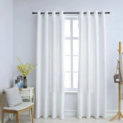VidaXL Rideau occultant et anneaux en métal 2pcs Blanc cassé 140x225cm -Habillages de fenêtre Soldes image 1 134483