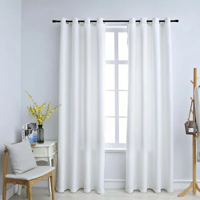 VidaXL Rideau occultant et anneaux en métal 2pcs Blanc cassé 140x245cm 4 VidaXL Rideau occultant et anneaux en métal 2pcs Blanc cassé 140x245cm – Image 2