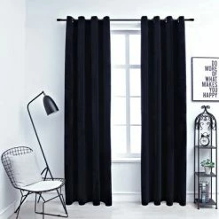 VidaXL Rideaux occultants avec anneaux 2 pcs Velours Noir 140x225 cm -Habillages de fenêtre Soldes image 1 134489