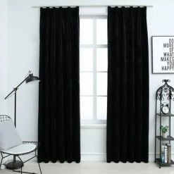 VidaXL Rideaux occultants avec crochets 2 pcs Velours Noir 140x245 cm -Habillages de fenêtre Soldes image 1 134494