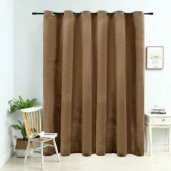 VidaXL Rideau occultant avec anneaux en métal Velours Beige 290x245 cm -Habillages de fenêtre Soldes image 1 134507