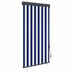 VidaXL Store roulant d'extérieur 80x250 cm Bleu et blanc