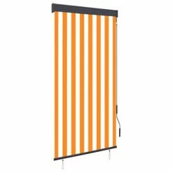 VidaXL Store roulant d'extérieur 80x250 cm Blanc et orange