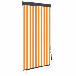 VidaXL Store roulant d'extérieur 100x250 cm Blanc et orange