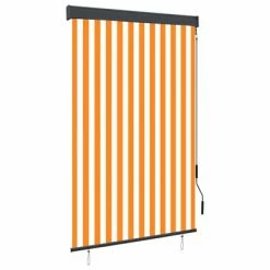 VidaXL Store roulant d'extérieur 120x250 cm Blanc et orange