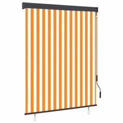 VidaXL Store roulant d'extérieur 140x250 cm Blanc et orange