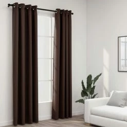 VidaXL Rideaux occultants Aspect lin avec œillets 2pcs Taupe 140x245cm 7 VidaXL Rideaux occultants Aspect lin avec œillets 2pcs Taupe 140x245cm -Habillages de fenêtre Soldes image 1 321202