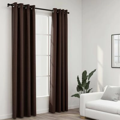 VidaXL Rideaux occultants Aspect lin avec œillets 2pcs Taupe 140x245cm 4 VidaXL Rideaux occultants Aspect lin avec œillets 2pcs Taupe 140x245cm – Image 2