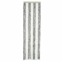 Travellife Rideau de porte Chenille Basic 185x56 cm Gris et blanc