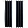 VidaXL Rideaux occultants avec anneaux en métal 2 pcs Noir 140x175 cm