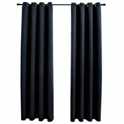 VidaXL Rideaux occultants avec anneaux en métal 2 pcs Noir 140x175 cm