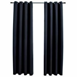 VidaXL Rideaux occultants avec anneaux en métal 2 pcs Noir 140x225 cm