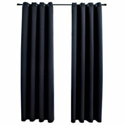 VidaXL Rideaux occultants avec anneaux en métal 2 pcs Noir 140x245 cm