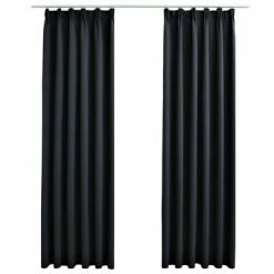 VidaXL Rideaux occultants avec crochets 2 pcs Noir 140x175 cm