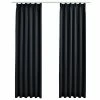 VidaXL Rideaux occultants avec crochets 2 pcs Noir 140x245 cm