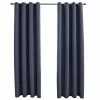 VidaXL Rideaux occultants avec anneaux Métal 2pcs Anthracite 140x175cm